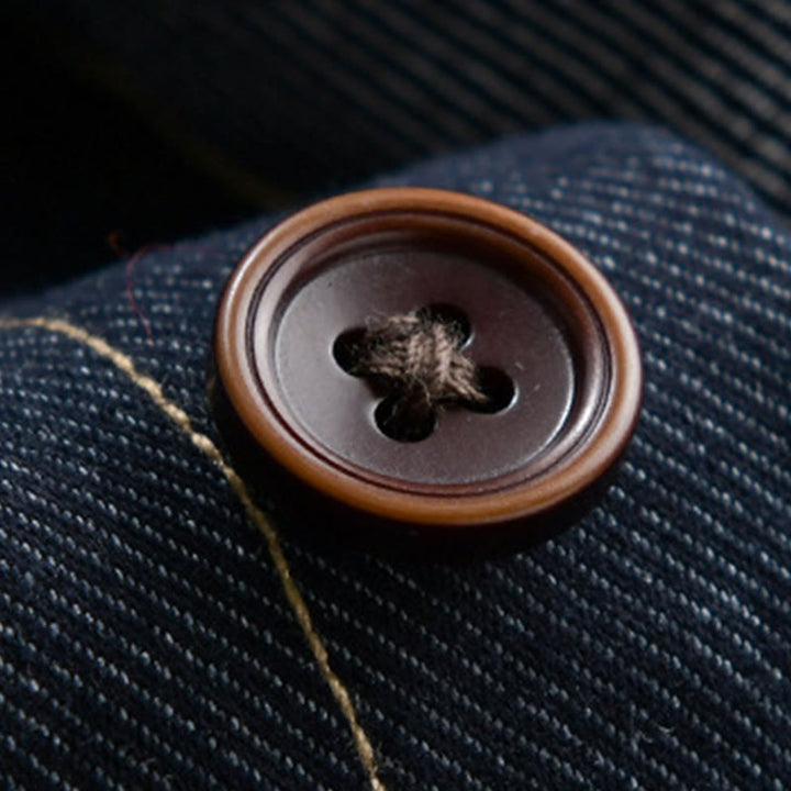 Chaqueta de algodón para hombre de manga larga con botones lisos y estampado de Buddha Stones, con bolsillo - image 4