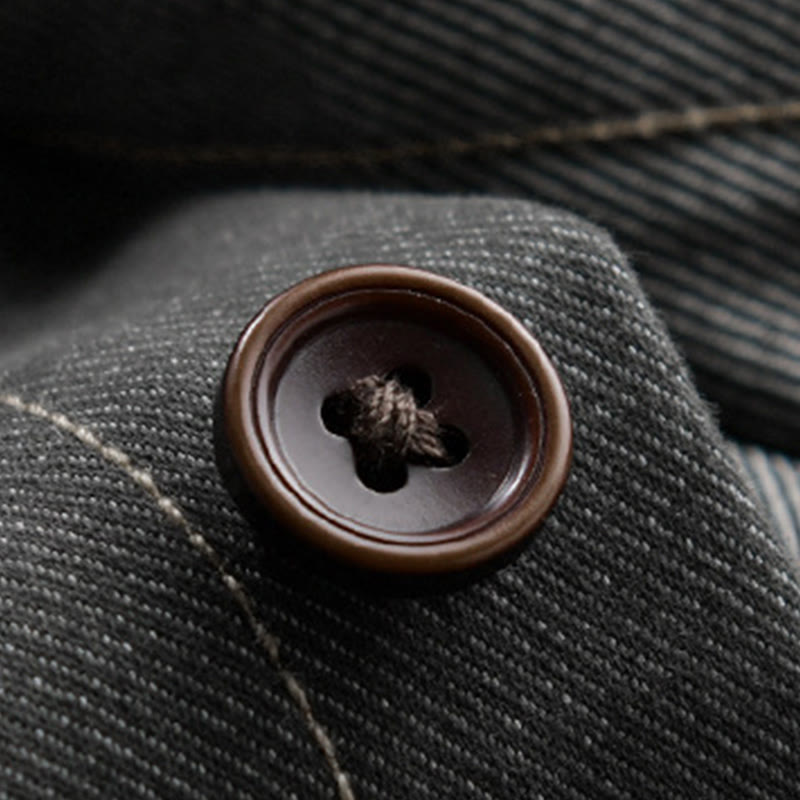 Chaqueta de algodón para hombre de manga larga con botones lisos y estampado de Buddha Stones, con bolsillo - image 10