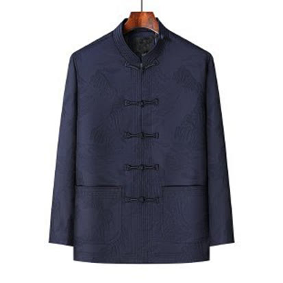 Conjunto de ropa de algodón para hombre Buddha Stones 2Pcs Commute Tang Suit Frog-Button, camisa de manga larga y pantalón. - image 3