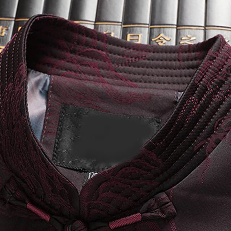 Conjunto de ropa de algodón para hombre Buddha Stones 2Pcs Commute Tang Suit Frog-Button, camisa de manga larga y pantalón. - image 10