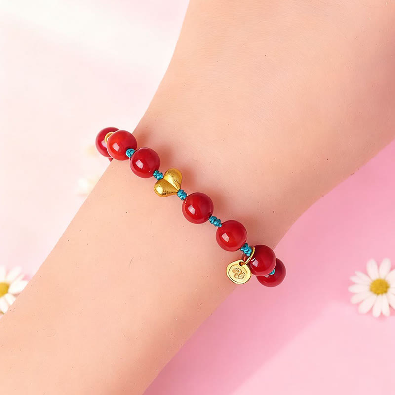 Pulsera de éxito con Buddha Stones de ágata roja del sur de 8 mm y cordón trenzado con forma de corazón - image 8