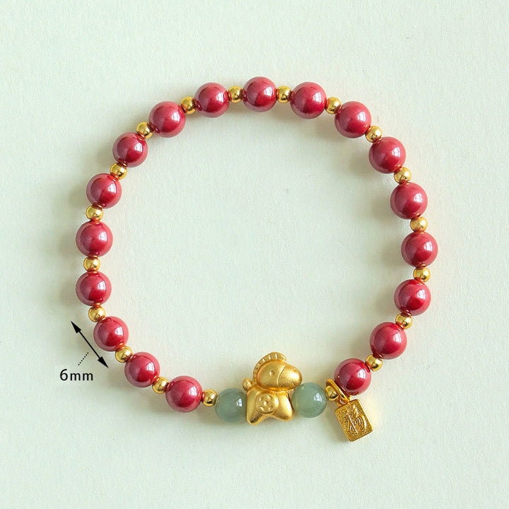 Pulsera de bendición de jade hetiano con cinabrio y carácter Fu del año del Caballo del zodíaco chino con Buddha Stones - image 11
