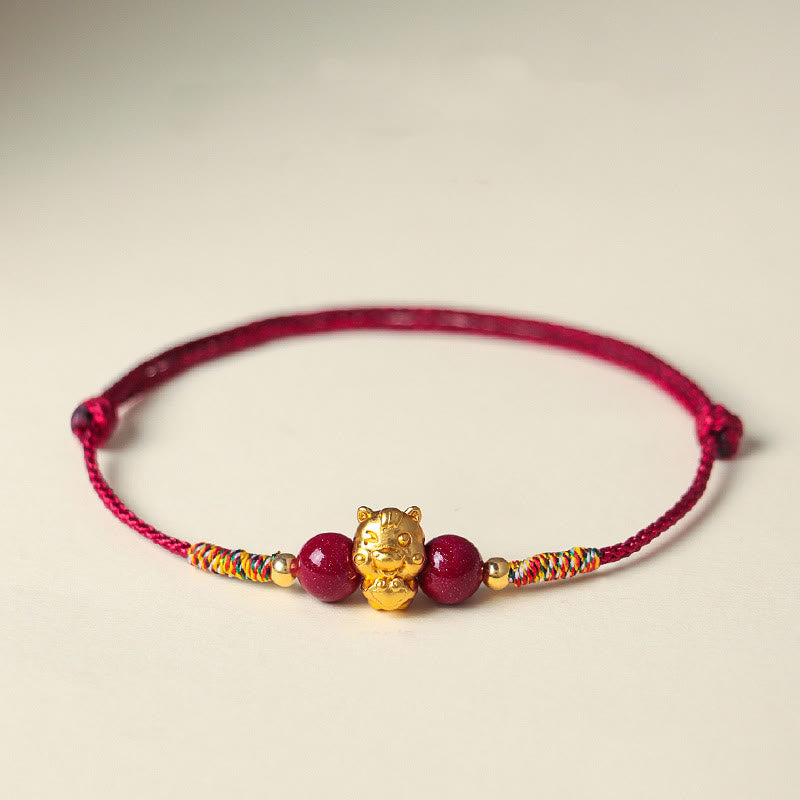 Pulsera de la suerte con hilo rojo de cinabrio y Buddha Stones en plata de ley 999 con el personaje Fu del Año del Caballo - Caballo Ruyi (circunferencia de la muñeca: 14-19 cm) - image 9