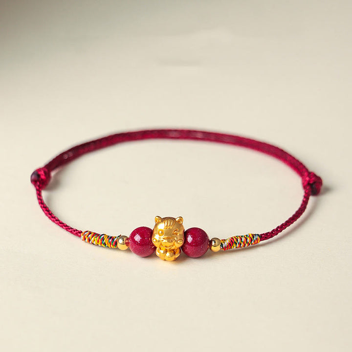 Pulsera de la suerte con hilo rojo de cinabrio y Buddha Stones en plata de ley 999 con el personaje Fu del Año del Caballo - Calabaza de caballo (circunferencia de la muñeca: 14-19 cm) - image 13