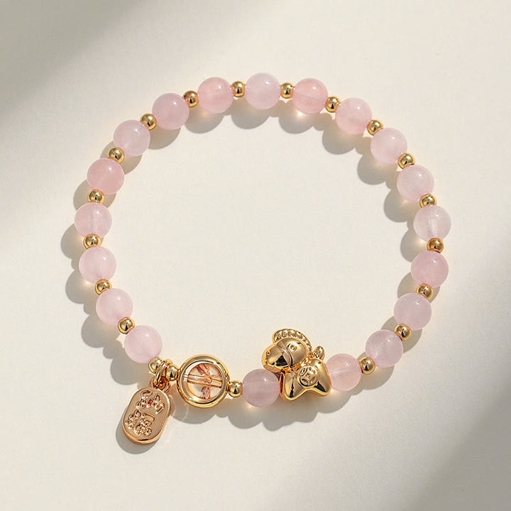 Pulsera de amor con Buddha Stones, año del caballo, cuarzo fresa, citrino, ágata roja y cristal rosa - image 13