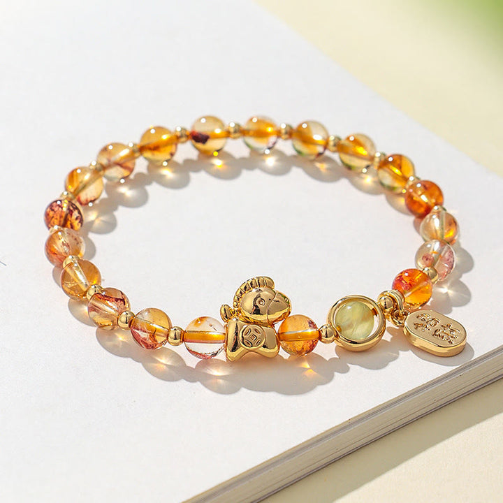 Pulsera de amor con Buddha Stones, año del caballo, cuarzo fresa, citrino, ágata roja y cristal rosa - image 10