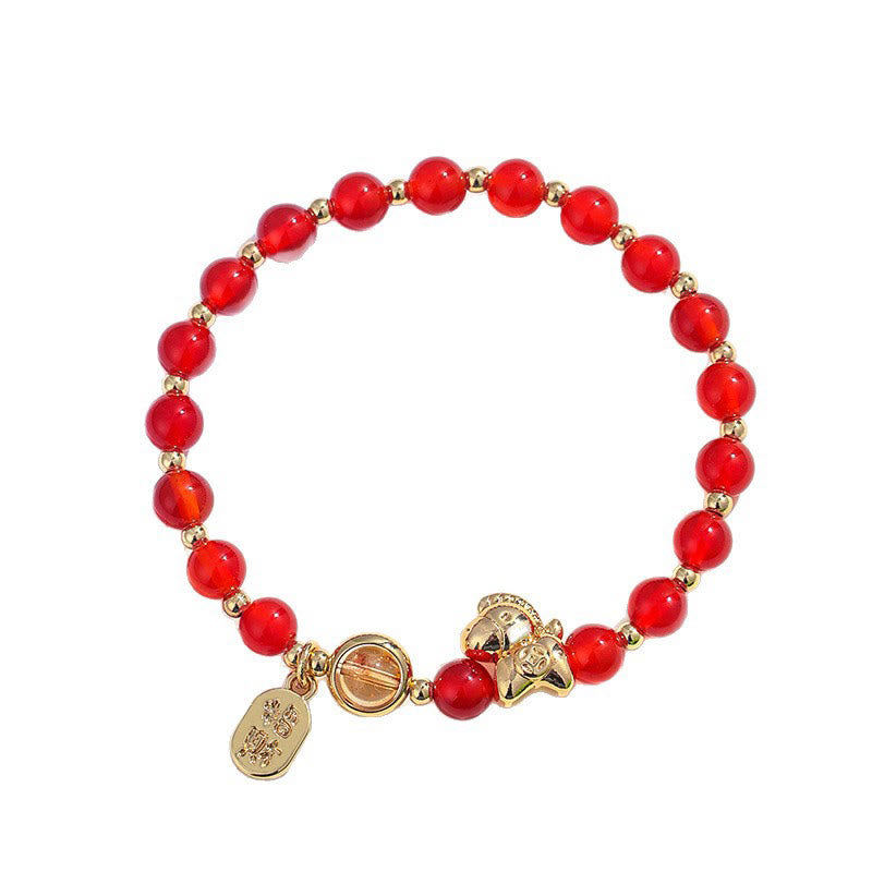 Pulsera de amor con Buddha Stones, año del caballo, cuarzo fresa, citrino, ágata roja y cristal rosa - image 7
