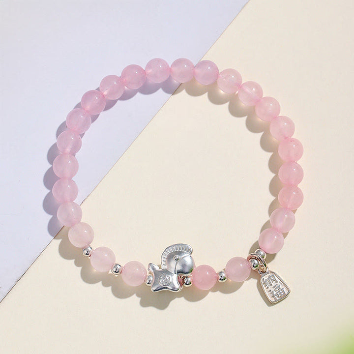 Pulsera de plata con Buddha Stones, año del caballo, obsidiana negra, ágata roja y cristal rosa. - image 10