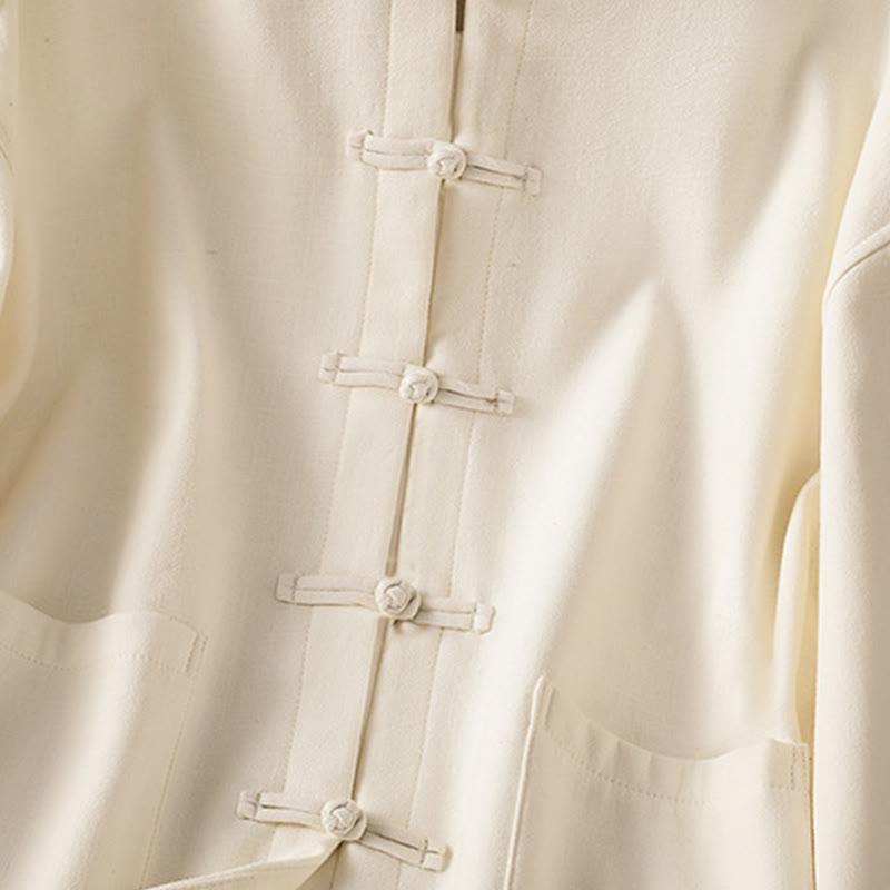 Chaqueta térmica de invierno Buddha Stones para mujer, de manga larga, con botones de rana y forro polar de algodón, con bolsillos - image 7