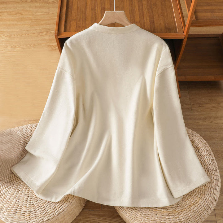 Chaqueta térmica de invierno Buddha Stones para mujer, de manga larga, con botones de rana y forro polar de algodón, con bolsillos - image 2