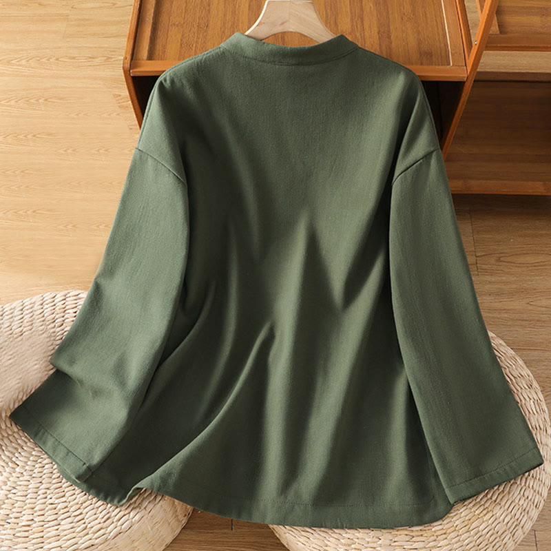 Chaqueta térmica de invierno Buddha Stones para mujer, de manga larga, con botones de rana y forro polar de algodón, con bolsillos - image 14