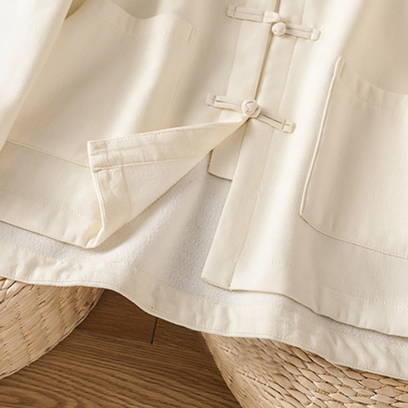 Chaqueta térmica de invierno Buddha Stones para mujer, de manga larga, con botones de rana y forro polar de algodón, con bolsillos - image 10