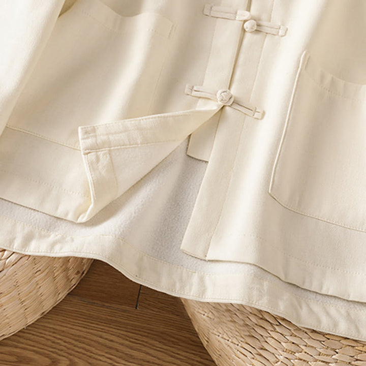 Chaqueta térmica de invierno Buddha Stones para mujer, de manga larga, con botones de rana y forro polar de algodón, con bolsillos - image 10