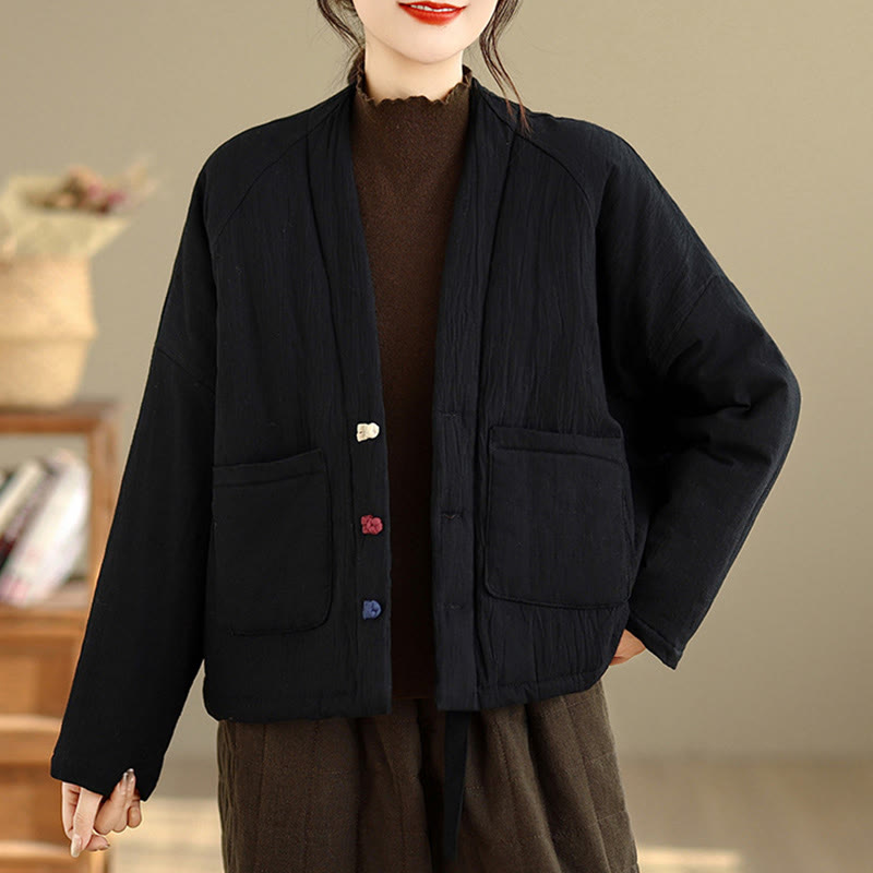 Chaqueta térmica de algodón de manga larga de invierno para mujer con bolsillos Buddha Stones - image 1