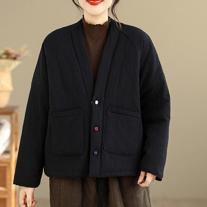 Chaqueta térmica de algodón de manga larga de invierno para mujer con bolsillos Buddha Stones - image 5