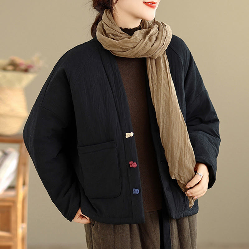 Chaqueta térmica de algodón de manga larga de invierno para mujer con bolsillos Buddha Stones - image 4