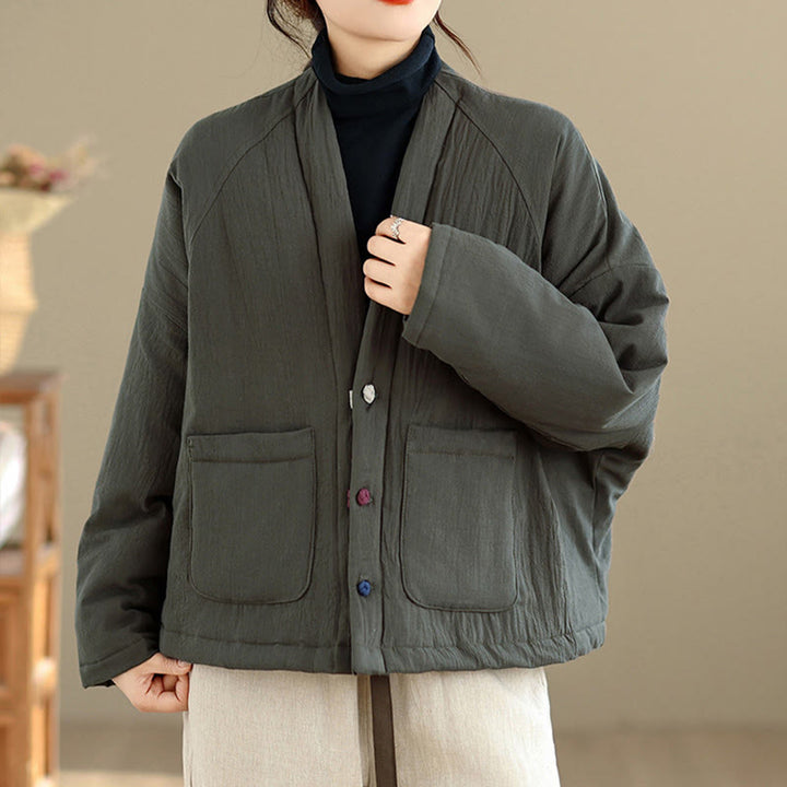 Chaqueta térmica de algodón de manga larga de invierno para mujer con bolsillos Buddha Stones - Cadete Azul - US14，UK/AU18，EU46 (2XL) - image 14