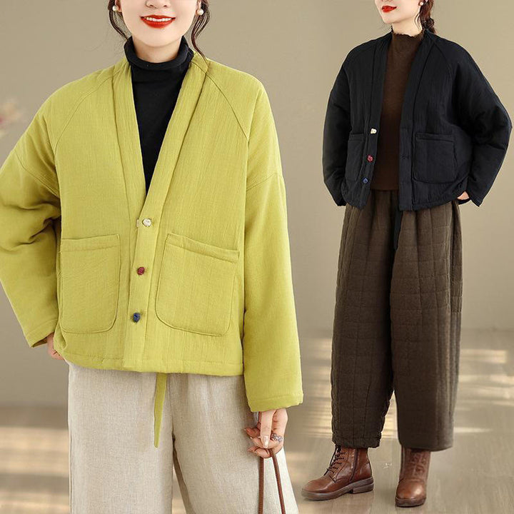 Chaqueta térmica de algodón de manga larga de invierno para mujer con bolsillos Buddha Stones - image 32