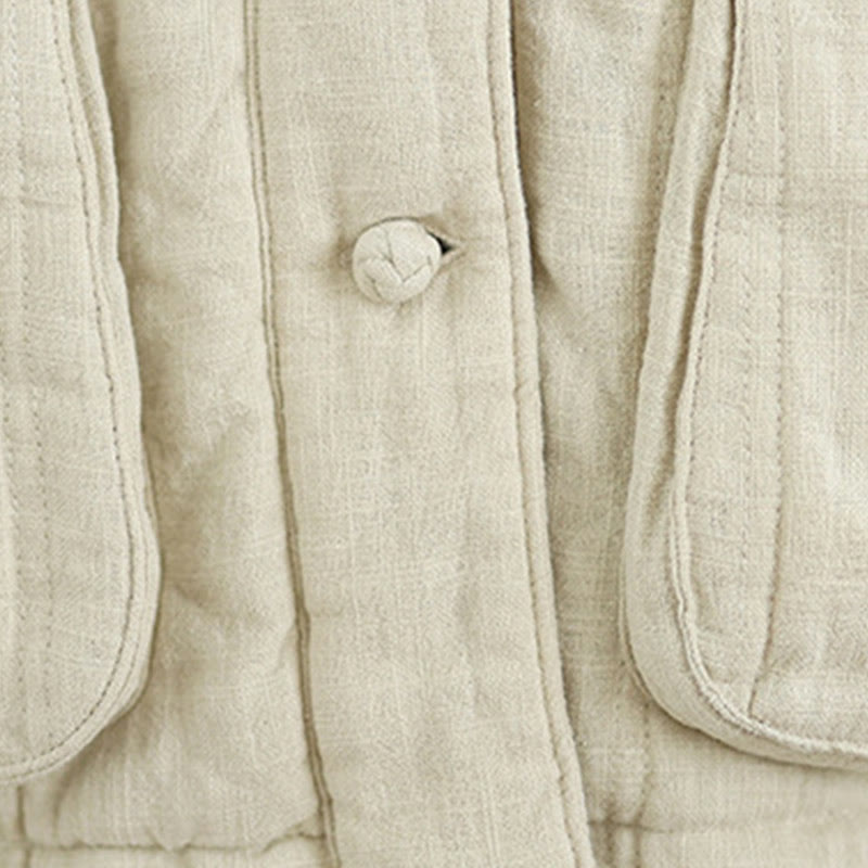 Chaqueta térmica de algodón de manga larga para mujer con bolsillos de Buddha Stones Winter Solid - image 13