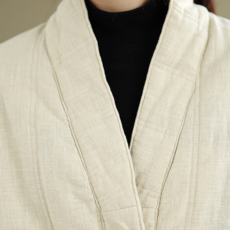 Chaqueta térmica de algodón de manga larga para mujer con bolsillos de Buddha Stones Winter Solid - image 8