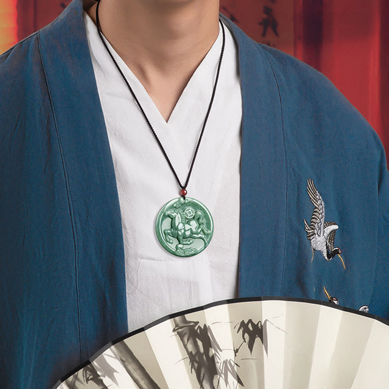 Collar con colgantes de jade y Buddha Stones para la suerte y la abundancia del Año del Caballo - image 4