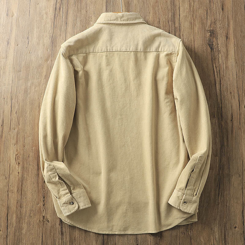 Chaqueta gruesa de algodón de manga larga para hombre, de pana, color liso, con solapa y bolsillos, con Buddha Stones - image 2