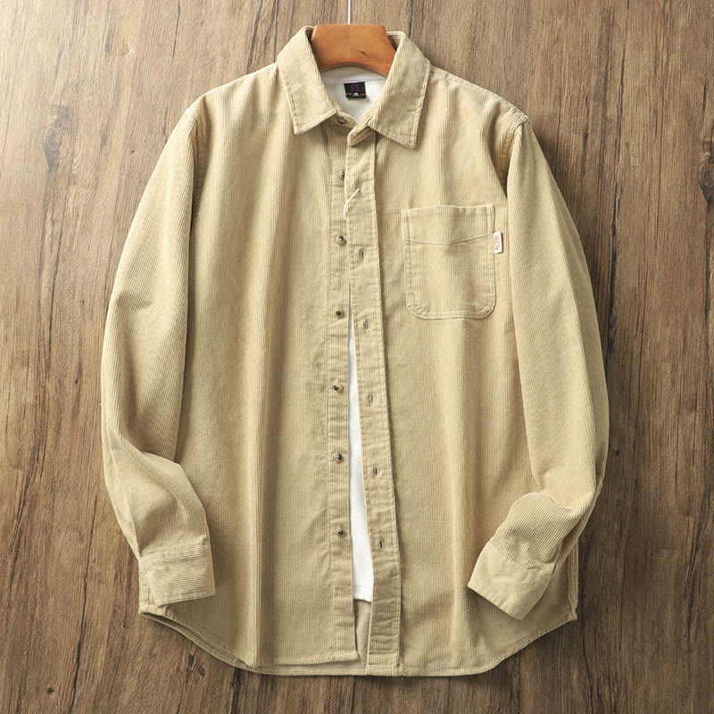 Chaqueta gruesa de algodón de manga larga para hombre, de pana, color liso, con solapa y bolsillos, con Buddha Stones - BurlyWood - US/UK/AU40, EU50 (2XL) - image 1