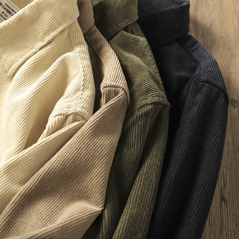 Chaqueta gruesa de algodón de manga larga para hombre, de pana, color liso, con solapa y bolsillos, con Buddha Stones - image 16