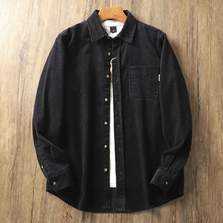 Chaqueta gruesa de algodón de manga larga para hombre, de pana, color liso, con solapa y bolsillos, con Buddha Stones - Negro - US/UK/AU40, EU50 (2XL) - image 13