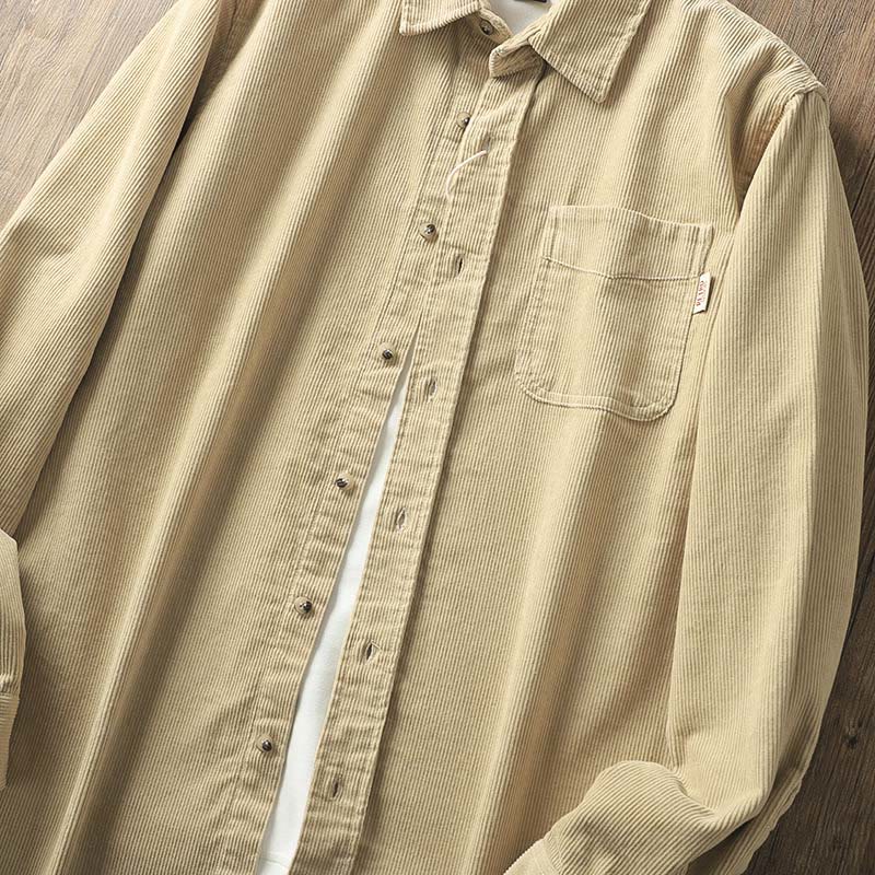 Chaqueta gruesa de algodón de manga larga para hombre, de pana, color liso, con solapa y bolsillos, con Buddha Stones - image 3