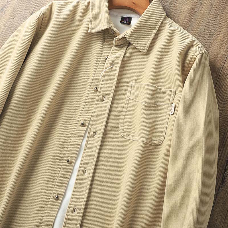 Chaqueta gruesa de algodón de manga larga para hombre, de pana, color liso, con solapa y bolsillos, con Buddha Stones - image 4