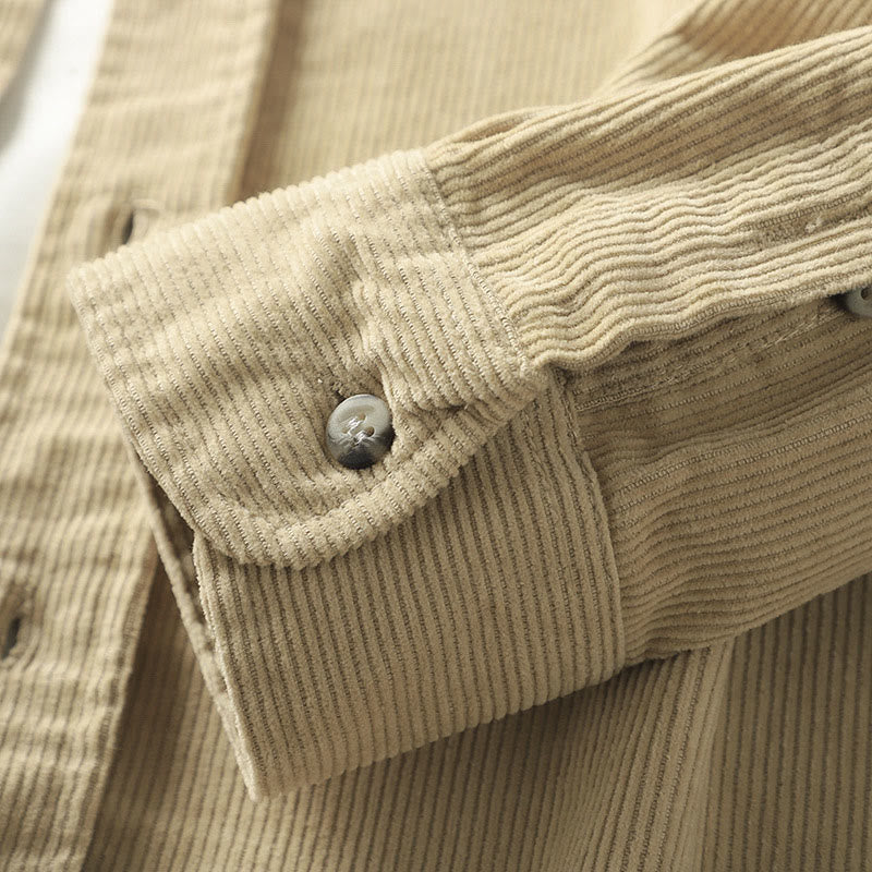 Chaqueta gruesa de algodón de manga larga para hombre, de pana, color liso, con solapa y bolsillos, con Buddha Stones - image 22