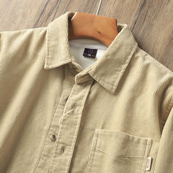 Chaqueta gruesa de algodón de manga larga para hombre, de pana, color liso, con solapa y bolsillos, con Buddha Stones - image 5