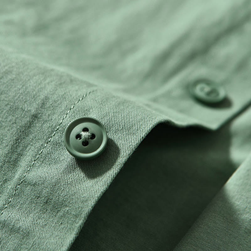 Chaqueta gruesa de algodón de manga larga para hombre, color liso, con cuello redondo y bolsillos , de Buddha Stones - image 6