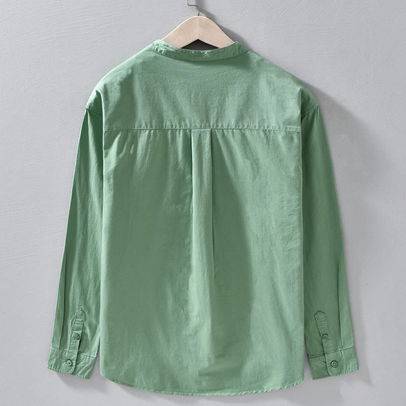 Chaqueta gruesa de algodón de manga larga para hombre, color liso, con cuello redondo y bolsillos , de Buddha Stones - image 5