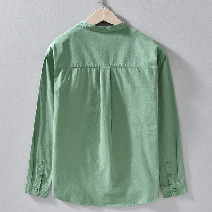 Chaqueta gruesa de algodón de manga larga para hombre, color liso, con cuello redondo y bolsillos , de Buddha Stones - image 5