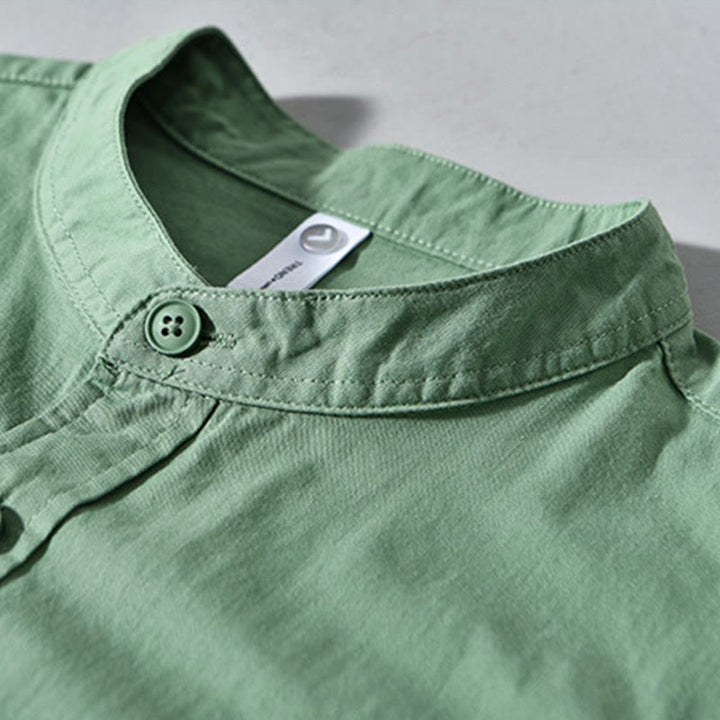 Chaqueta gruesa de algodón de manga larga para hombre, color liso, con cuello redondo y bolsillos , de Buddha Stones - image 7