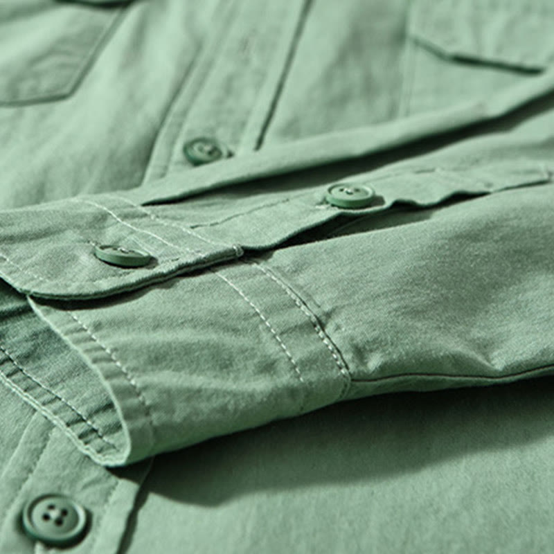 Chaqueta gruesa de algodón de manga larga para hombre, color liso, con cuello redondo y bolsillos , de Buddha Stones - image 8