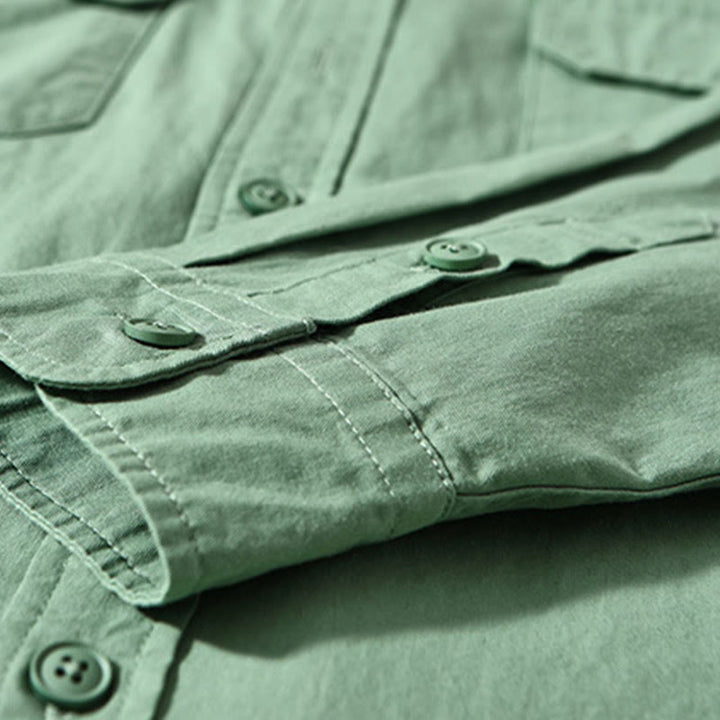 Chaqueta gruesa de algodón de manga larga para hombre, color liso, con cuello redondo y bolsillos , de Buddha Stones - image 8