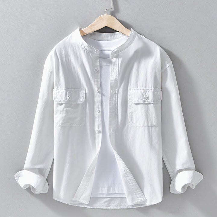 Chaqueta gruesa de algodón de manga larga para hombre, color liso, con cuello redondo y bolsillos , de Buddha Stones - Blanco - US/UK/AU42, EU52 (3XL) - image 19