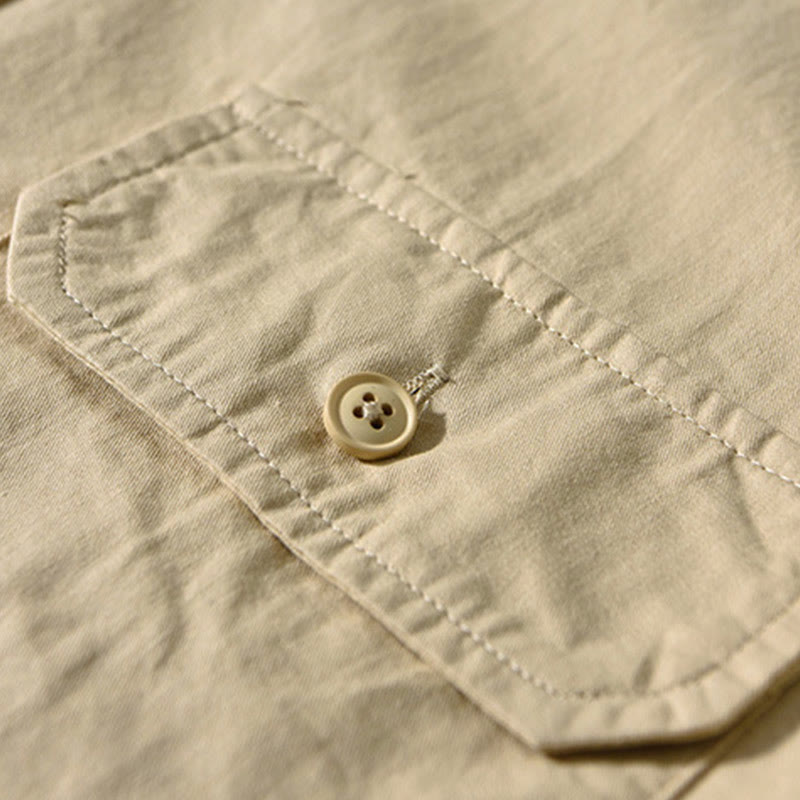 Chaqueta gruesa de algodón de manga larga para hombre, color liso, con cuello redondo y bolsillos , de Buddha Stones - image 2