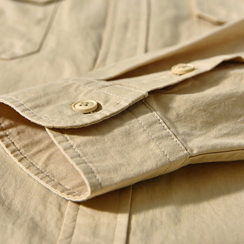 Chaqueta gruesa de algodón de manga larga para hombre, color liso, con cuello redondo y bolsillos , de Buddha Stones - image 3