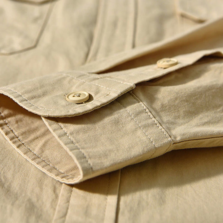 Chaqueta gruesa de algodón de manga larga para hombre, color liso, con cuello redondo y bolsillos , de Buddha Stones - image 3