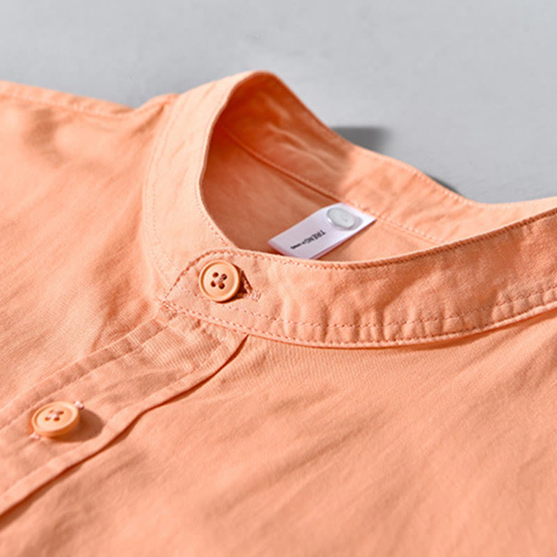 Chaqueta gruesa de algodón de manga larga para hombre, color liso, con cuello redondo y bolsillos , de Buddha Stones - image 16