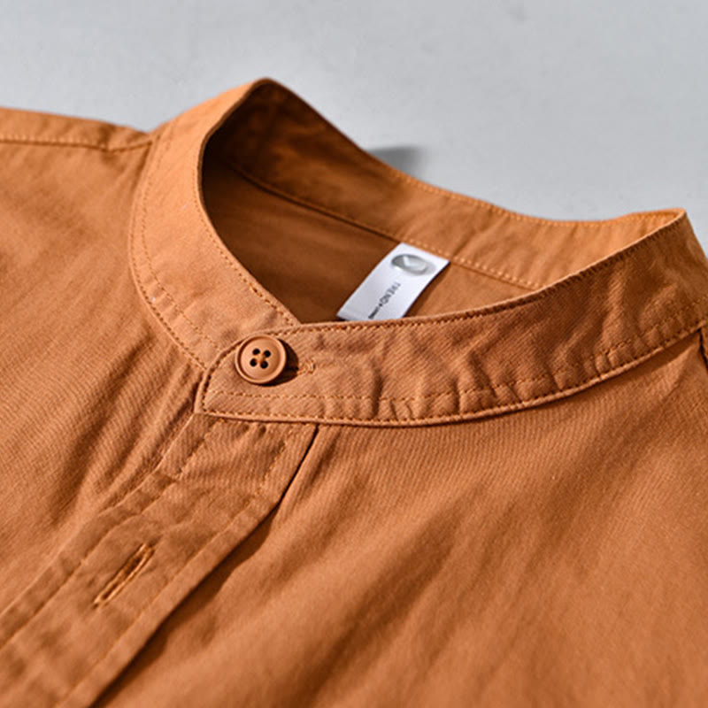 Chaqueta gruesa de algodón de manga larga para hombre, color liso, con cuello redondo y bolsillos , de Buddha Stones - image 12