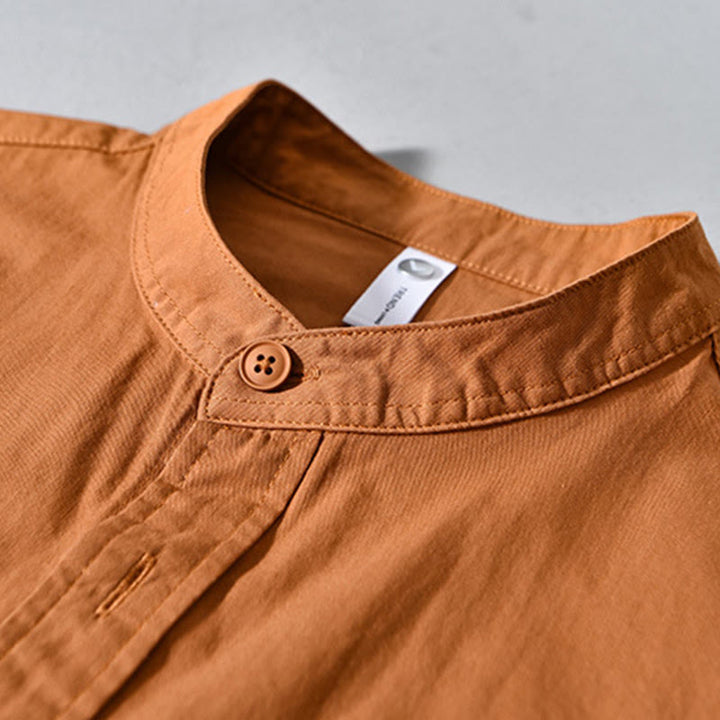 Chaqueta gruesa de algodón de manga larga para hombre, color liso, con cuello redondo y bolsillos , de Buddha Stones - image 12