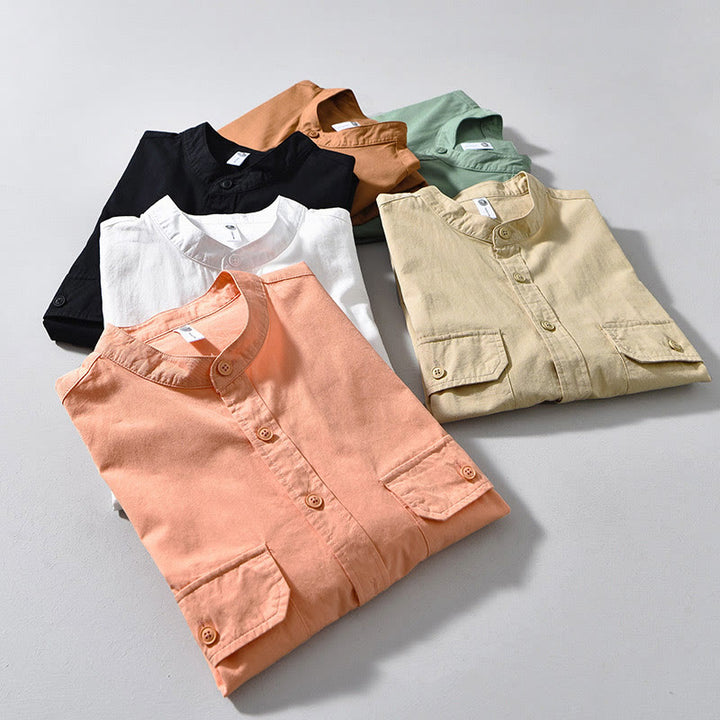 Chaqueta gruesa de algodón de manga larga para hombre, color liso, con cuello redondo y bolsillos , de Buddha Stones - image 21