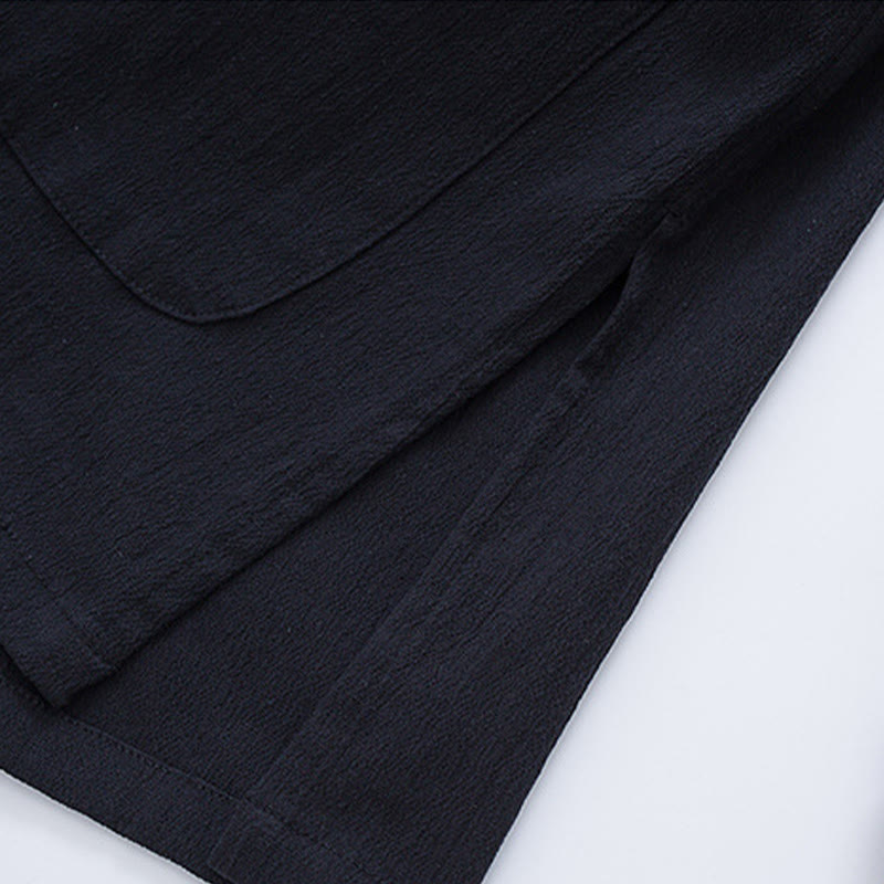 Chaqueta de manga larga de lino y algodón con botones de rana para hombre con diseño de grullas de primavera y Buddha Stones - image 7