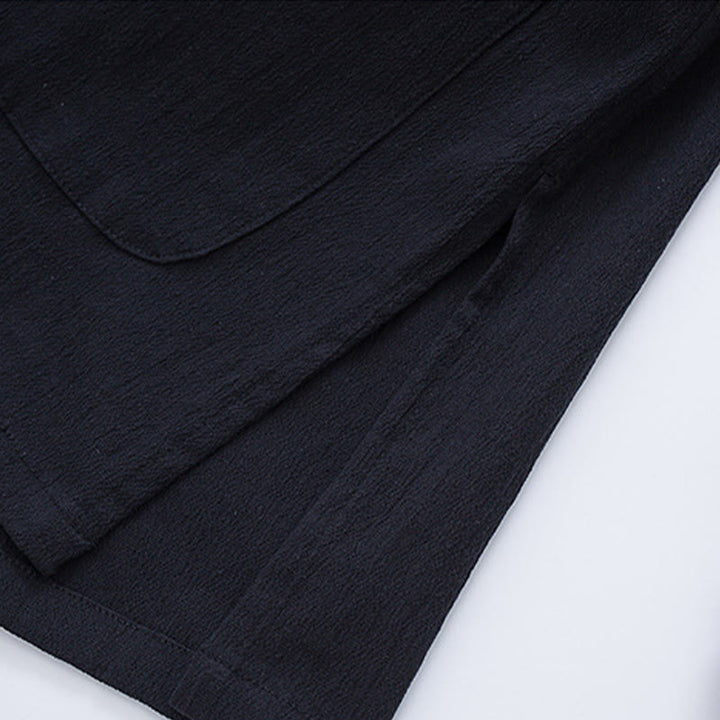 Chaqueta de manga larga de lino y algodón con botones de rana para hombre con diseño de grullas de primavera y Buddha Stones - image 7