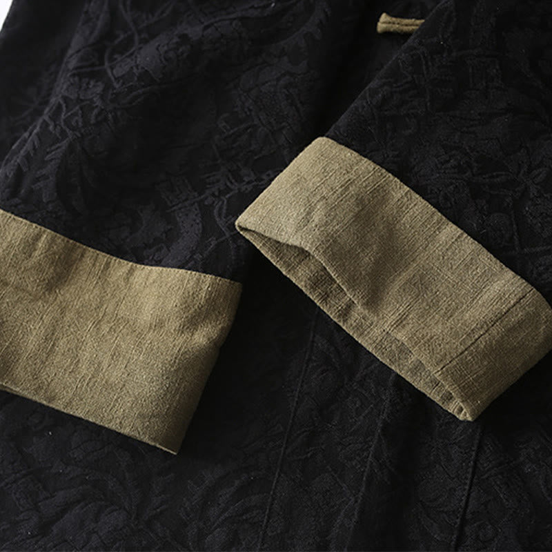 Chaqueta de algodón de manga larga con botones de rana y bolsillos para hombre de Buddha Stones Spring Jacquard - image 9